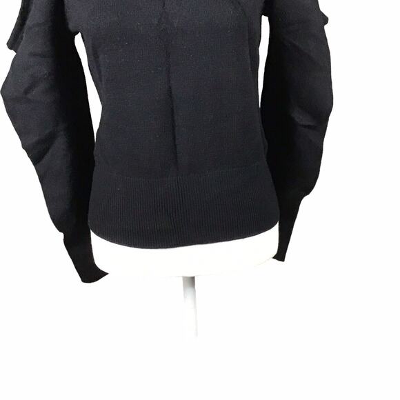 INC Women’s Small Black Cold Shoulder Sweater Long Sleeve Bow Back NWT - Picture 7 of 16